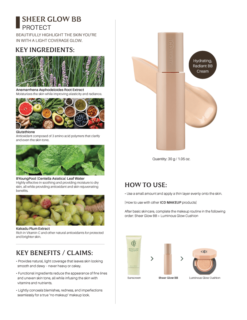 ICD Makeup Sheer Glow BB Cream - RIMAN KBeauty - Korean Skincare Routine for Glass Skin