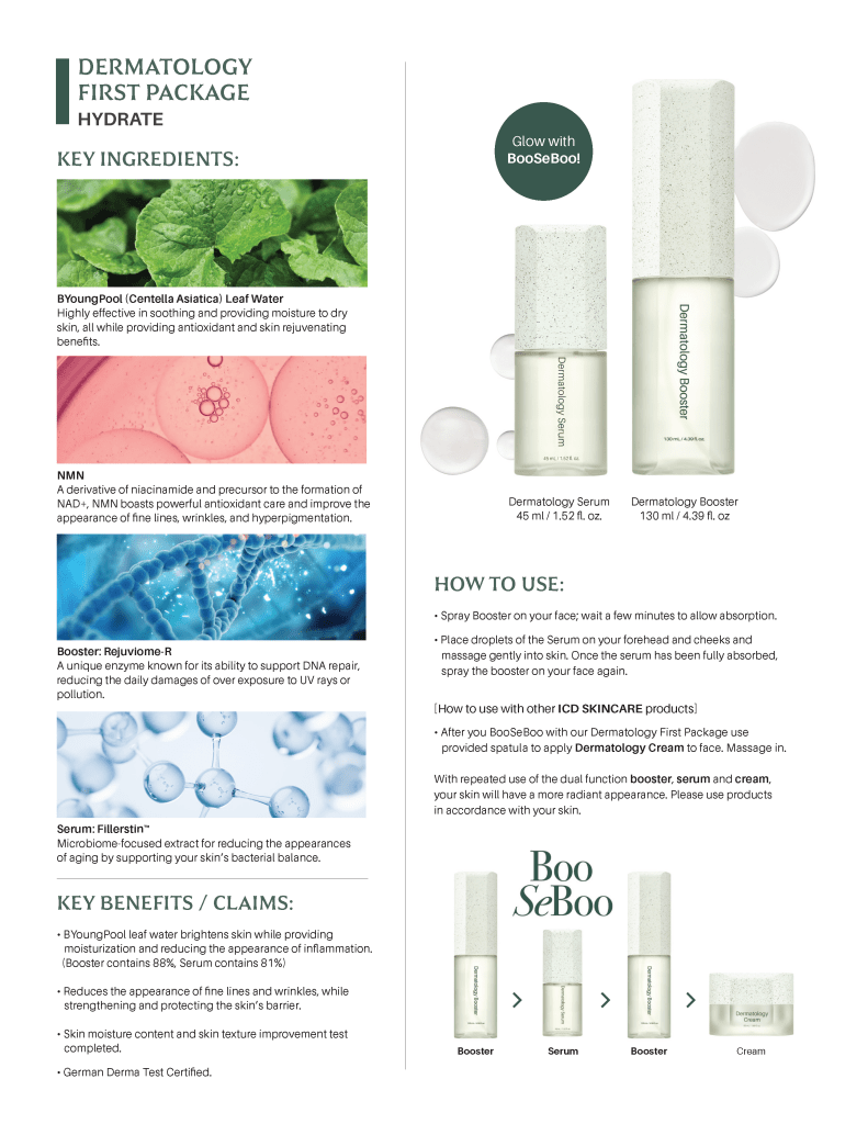 Incellderm ICD Dermatology First Package (Booster and Serum) Boo Se Boo  - Korean Skincare Routine for Glass Skin